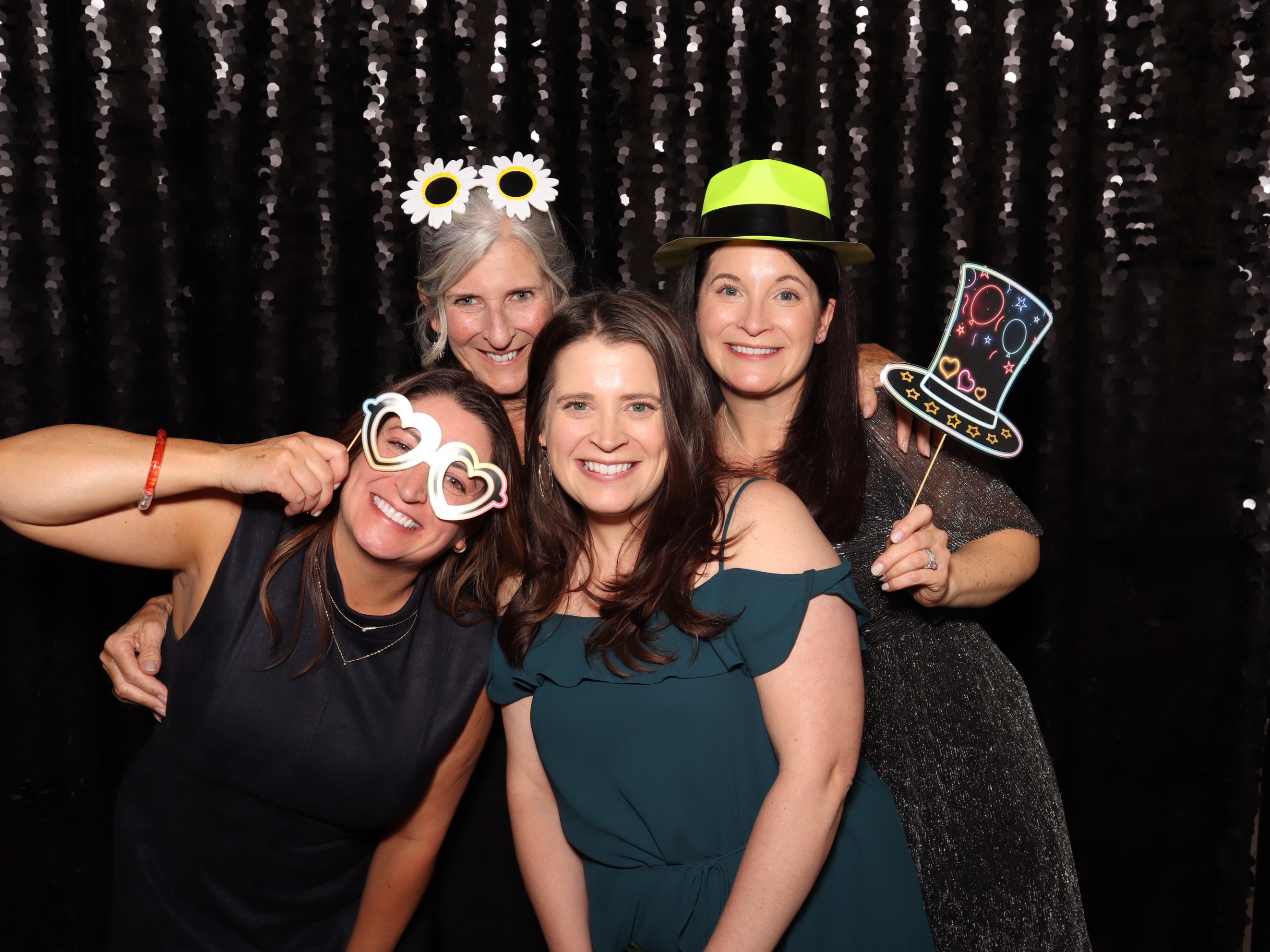 Black Sequin photo booth backdrop — premium 8x8 ft option for weddings, corporate events, and parties in Boston and New England