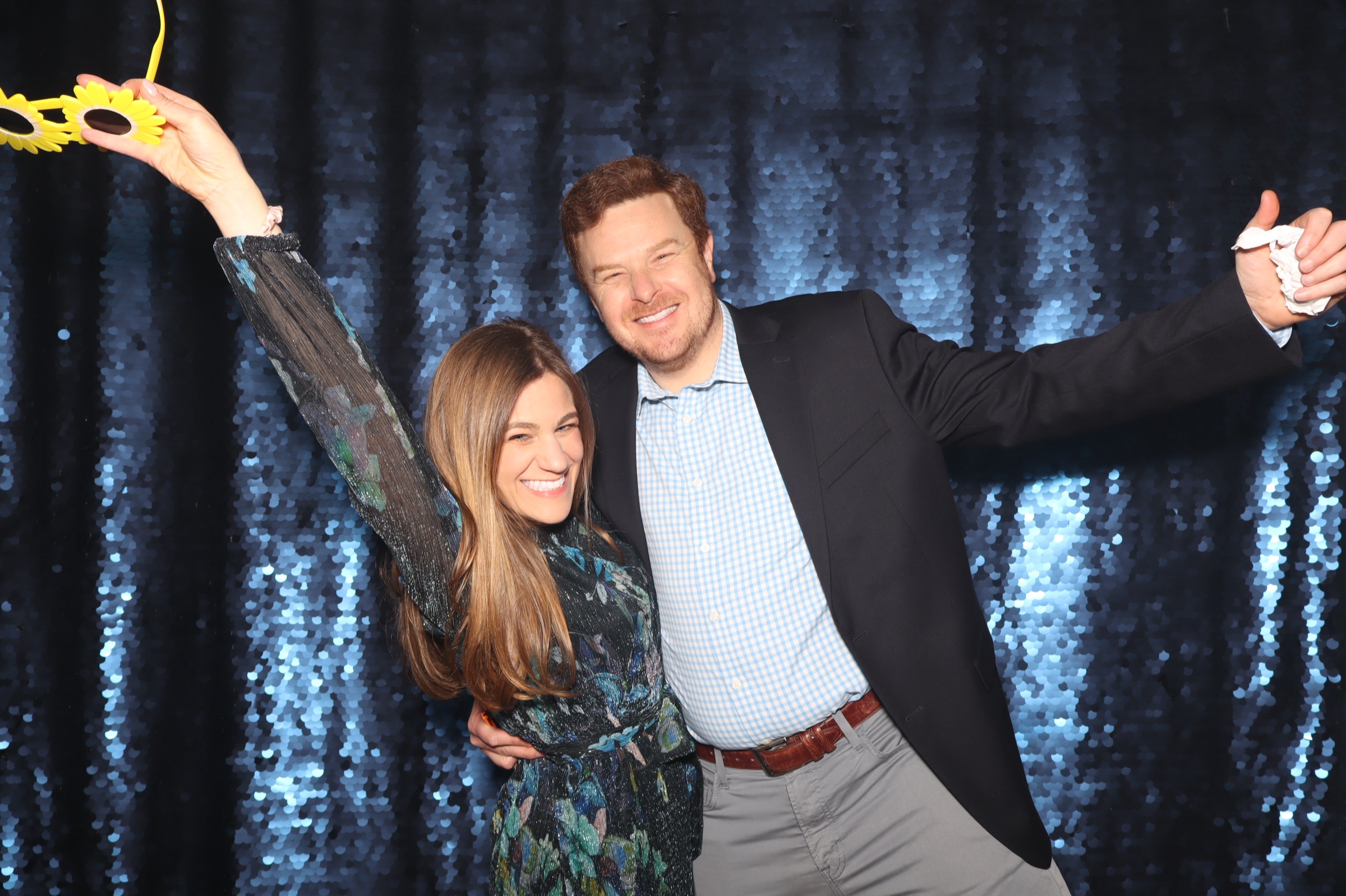 Navy Blue Sequin photo booth backdrop — premium 8x8 ft option for weddings, corporate events, and parties in Boston and New England