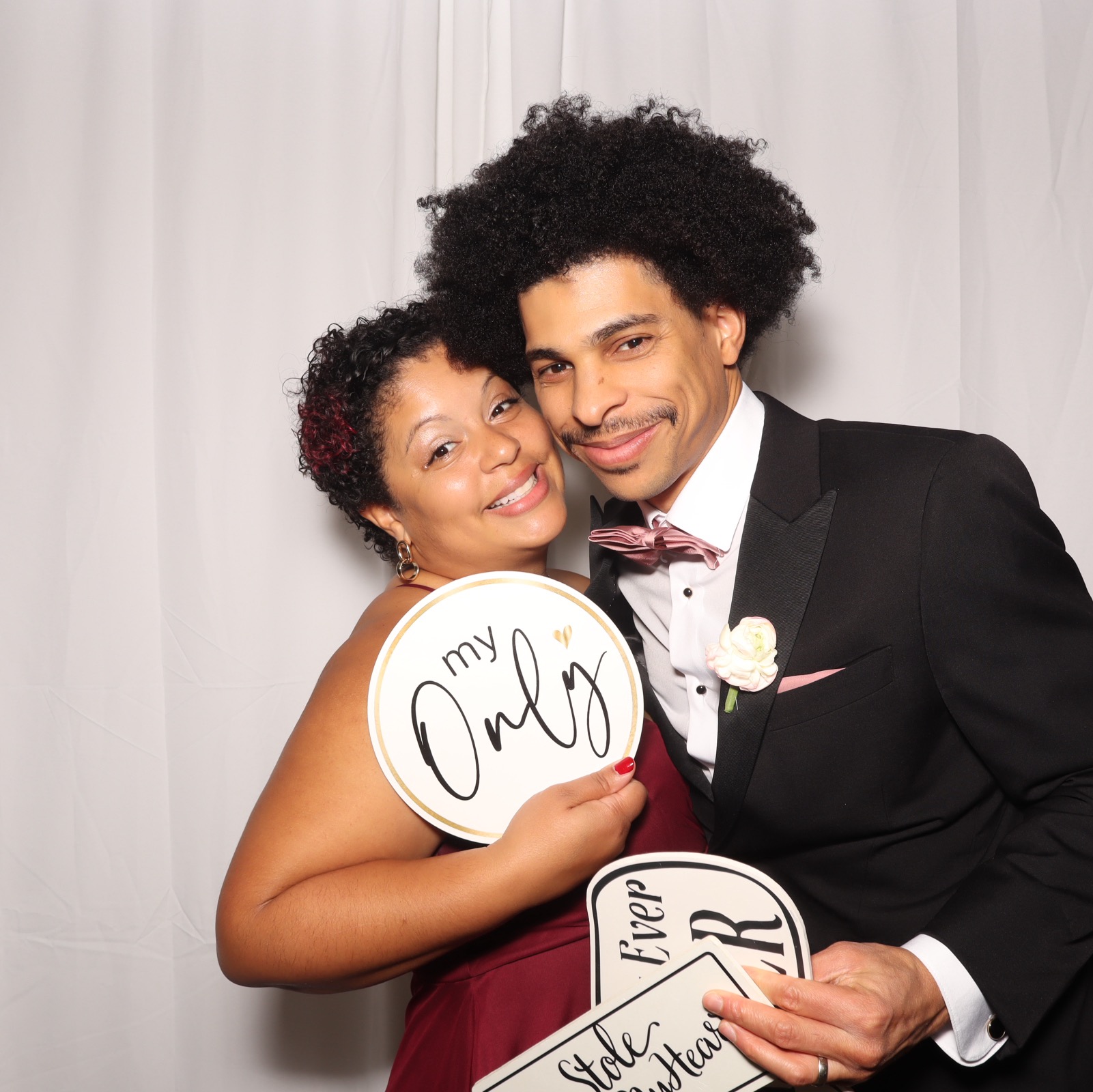 White Curtains photo booth backdrop — premium 8x8 ft option for weddings, corporate events, and parties in Boston and New England